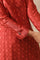 Red Cotton Silk Dobby Kurta With Tassels