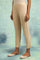 Beige Solid Slim Pants