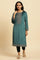 Teal Green Velvet Embroidered Festive Winter Kurta