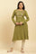 Olive Green Embroidered Acrylic Winter Kurta