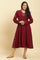 Sangaria Pink Embroidered Winter Dress With Belt