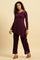 Purple Embroidered Asymmetrical Winter Kurta And Pants Set