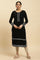 Black Embroidered Acrylic Winter Kurta And Tights Set