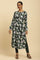 Green Floral Printed Winter Kurta And Tights Set