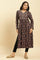 Black Paisley Printed Winter Kurta And Tights Set