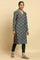 Green Printed Winter Kurta And Tights Set