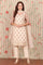 Beige Abstract Printed Embroidered Kurta, Trousers and Dupatta Set