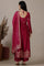 Magenta Pink Naira Cut Embellished Jacquard A-line Kurta, Palazzo and Dupatta Set