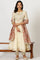 Off-White Dori Embroidered Flared Kurta, Pants and Jacquard Dupatta