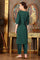 Bottle Green Glitter Printed Kurta With Embroidered Yoke