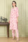 Pink Floral Printed Pure Cotton Straight Kurta And Pants Co-Ord Set