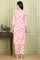 Pink Floral Printed Pure Cotton Straight Kurta And Pants Co-Ord Set