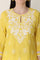 Yellow Floral Printed Dull Shantung Chikankari Straight Kurta