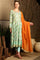 Blue Floral Printed Embellished Panelled Chanderi Kurta, Tights And Dupatta Set