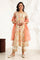 White Floral Printed Thread Embroidered Neck Chiffon Flared Kurta, Straight Pants And Dupatta Set