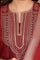 Red Embroidered Chanderi Flared Kurta, Slim Pants And Dupatta Set