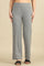 Grey Solid Straight Fit Pants With Slip On Closure