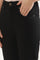 Black Solid Straight Fit Denim Pants With Side Slit