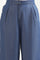 Blue Solid Wide Leg Denim Palazzo With Side Buttons