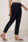 Black Solid Straight Fit Cotton Pants With Button And Zip Closure