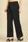 Black Solid Cotton Blend Straight Pants