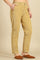 Beige Solid Cotton Blend Straight Pants