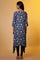 Blue Asymmetrical Floral Printed Kurta