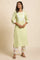 Green Cotton Lurex Embroidered Kurta