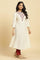 White Flared Kurta With Mirror Work And Embroidery