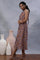 Multi-Coloured Abstract Printed Sleeveless Gathered Dress
