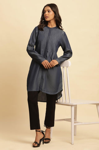 Blue Pintuck Denim Tunic