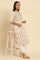Ecru Solid Straight Pants With Embroidered Hemline
