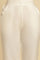 Ecru Solid Straight Pants With Embroidered Hemline