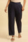 Blue Cotton Flax Straight Pants With Embroidery