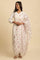 White Floral Printed Organza Dupatta