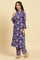 Navy Blue Floral Printed Kurta And Stripe Pants Set