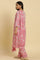 Pink Paisely Printed Coordinated Kurta, Pants And Dupatta Set