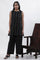 Black Sleeveless A-line Top with Jacket and Pants Co-ord Set