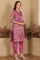 Purple Chanderi Lurex Stripe Embroidered Kurta, Pants Ad Dupatta Set