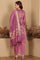 Purple Chanderi Lurex Stripe Embroidered Kurta, Pants Ad Dupatta Set