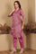 Purple Chanderi Lurex Stripe Embroidered Kurta, Pants Ad Dupatta Set