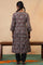 Folksong Black Iron Floral Mirror Work A-Line Cotton Kurta