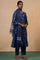 Indigo Cotton-Silk Hand Block Printed Polka Dot Dupatta