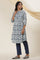 Ecru & Indigo Block Print Shirt Dress Kurta