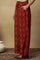 Red Printed Embroidered Red Parallel Pants