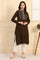 Brown Solid Embroidered Yoke Straight Winter Kurta