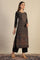 Black Yarn Dyed Straight Kurta & Straight pant with Shawl Set