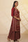 Maroon Floral Printed Sequined Kurta, Sharara Set with Gold Chocker Dupatta