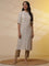 Beige Stripe Printed Straight Kurta and Pants Set