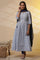 White Floral Printed Pure Cotton Flared Kurta, Tights and Dupatta Set